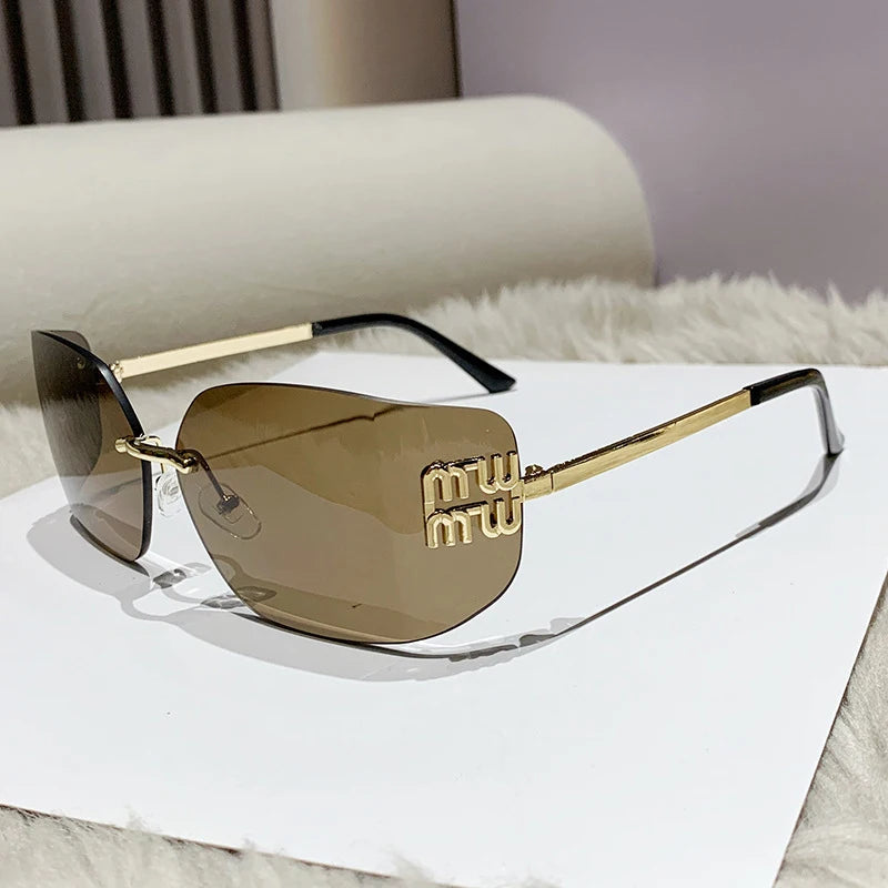 Luxe Rivet Rimless Gradient Shades