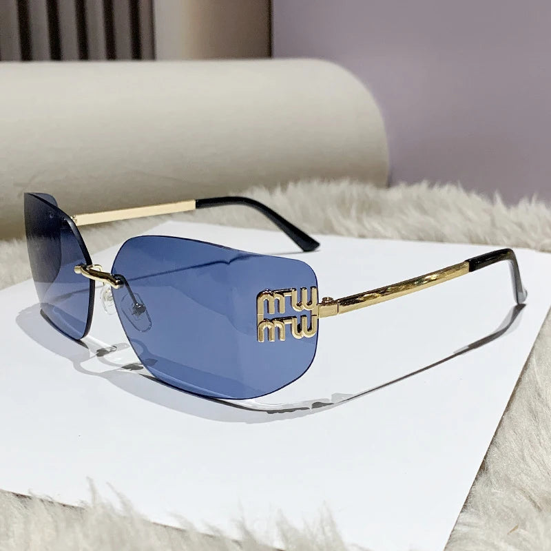 Luxe Rivet Rimless Gradient Shades