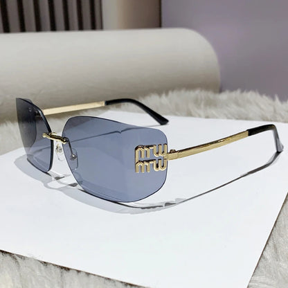 Luxe Rivet Rimless Gradient Shades