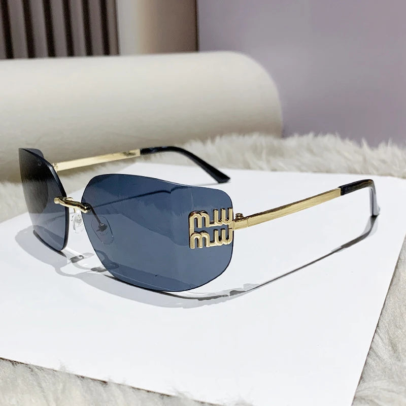 Luxe Rivet Rimless Gradient Shades