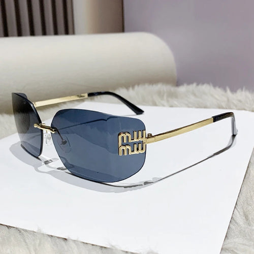 Luxe Rivet Rimless Gradient Shades