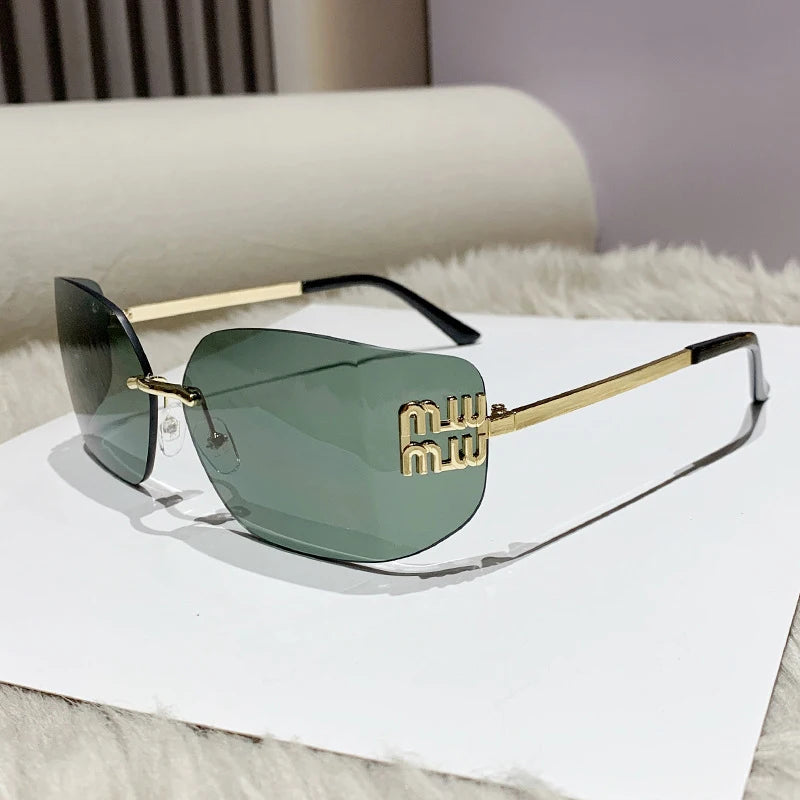 Luxe Rivet Rimless Gradient Shades