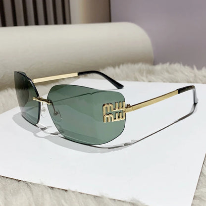 Luxe Rivet Rimless Gradient Shades